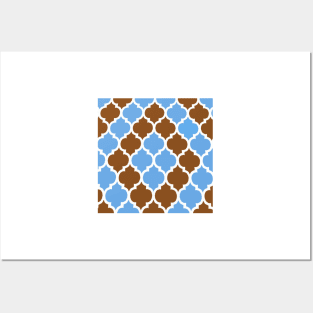 MOROCCAN BROWN AND BLUE PATTERN Posters and Art